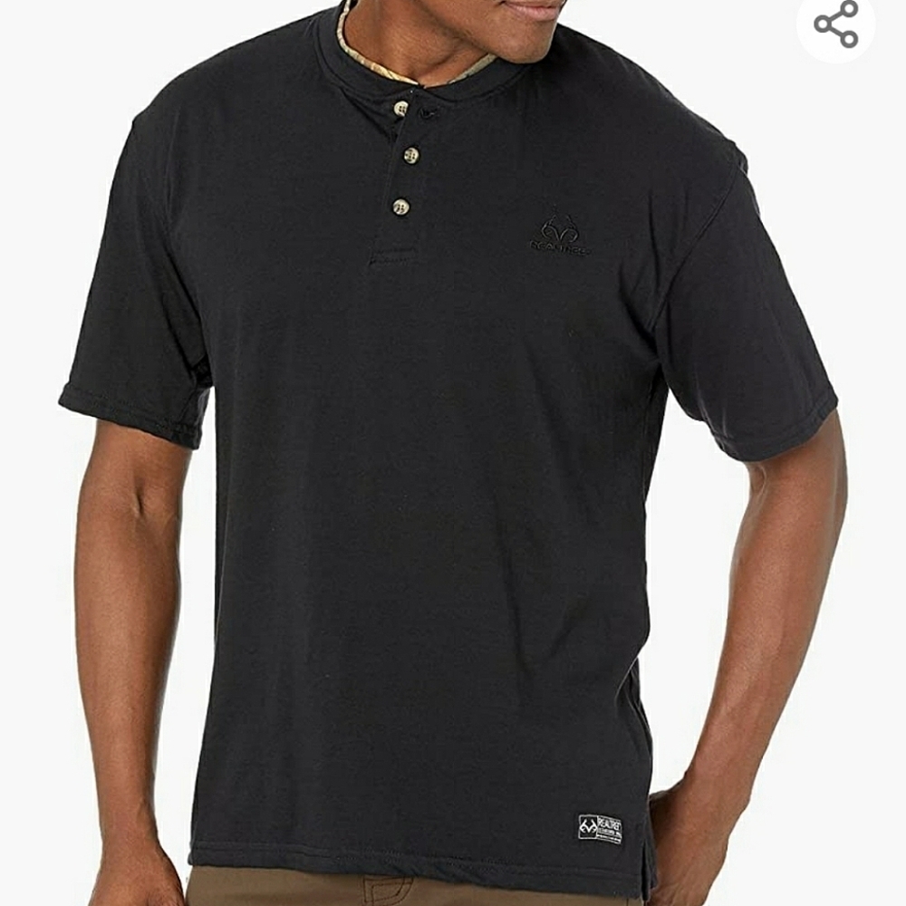 Staghorn Realtree Black Camo Trimmed Henley Size L